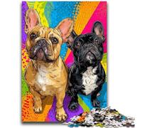 Colorful French Bulldog Jigsaw Puzzles 1000 Pieces for Adults Teens,Learning Educational Toy for Is Ideal As A Gift for The Whole Family (38x26cm)