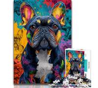 Colorful French Bulldog Jigsaw Puzzles for Teenagers 1000 Piece,Decompressing Intellectual Educational Toy Great Gifts And Toys 38x26cm