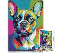 Colorful French Bulldog Pop Art Portrait Hard Jigsaw Puzzle for Adults 1000 Pieces Educational Mind Challenge Game Unique Gift with Sentimental Value Size 50x75cm