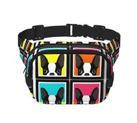 Colorful French Bulldog Square Double-Layer Waist Bag Chest Bag Crossbody Bag Running Travel Hiking Waist Bag