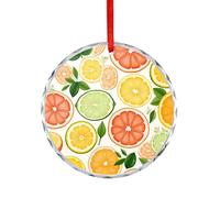 Colorful Fresh Ripe Citrus Fruits Orange Grapefruit And Lemon Christmas Ornaments Glass Crystal Round Hanging Decorations for Xmas Tree Holiday Party