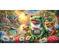 Colorful-frog-among-flowers-and-butterflies 1000Pc Adult Jigsaws Puzzle Game Fun Present & Activity for Home Impossible Hard Difficult Educational Game Decompression 70x50/1000pcs