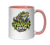 Colorful Frog Made of Trash Ceramic Tea Coffee Mug Pink