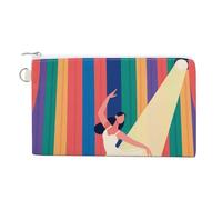 Colorful Frog Wallet for Men Women Canvas Coin Purse Zippered Change Holder with Secure Closure, Dancer on Stage, One Size, Dancer on Stage