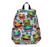 Colorful Frogs Backpack for Toddler Boys Girls, Mini Little Kid's Backpacks Preschool Backpacks 3-6 Years Medium