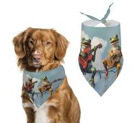Colorful Frogs Playing Guitars Dog Bandana Puppy Cat Scarfs Bibs Washable Triangle Kerchief Pet Gifts