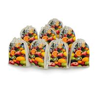 Colorful Fruit Bunches Pocket Cotton And Hemp with Drawstring 8 Pieces Reusable Gift Bags Jewelry Pouch for Wedding DIY Craft Party (4.9 X 6.7 Inch)
