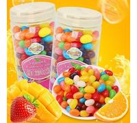 Colorful fruit candy, Lucky candy, mixed flavor juice gummies, fudge, canned soft sugar gift packs 200g/can, crispy candies, healthy fruit preserves, nutritious candies, sweets, Dim sum (2 cans)