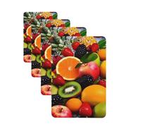 Colorful Fruit Car Air Fresheners Cards 4 Pcs Hanging Fragrance Scented Cards Long-Lasting Car Aromatherapy Tablets for Wardrobe Bathroom Car Interior Mirror Pendant Gifts