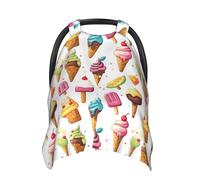 Colorful Fruit Ice Cream Print Baby Car Seat Covers, Breathable Nursing Cover Breastfeeding Cover, Stroller Covers, Multi-use Infant Carseat Canopy, Baby Boys Girls Newborn Essentials