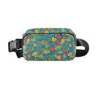 Colorful Fruit Leaf Flowers Trendy Waist Bag Fanny Pack for Women Men Waterproof Sling Chest Bag with Adjustable Strap for Workout Running Hiking