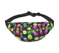 Colorful Fruit Pineapple Fanny Pack Fashion Water Resistant Waist Bag for Hiking Cycling Black One Size, Black, One Size