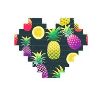 Colorful Fruit Pineapple Print 3D Jigsaw Art Brick Puzzle Heart-Shaped Desk Decor Building Blocks 30 pieces DIY Gift