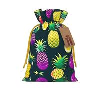 Colorful Fruit Pineapple Print Stylish Drawstring Pouches,Reusable Drawstring Gift Bags,Perfect For Holiday And Party