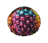 Colorful Fruit Pineapple Printed Double-Layer Waterproof Shower Cap - Reusable Spa & Face Mask Bathing Hat for Travel, Home Care & Beauty Routine