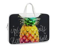 Colorful Fruit Pineapple Printed Leather Shoulder Messenger Bag Briefcase for Men Women Travel Business Office Hangbag Laptop Pack Crossbody