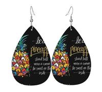 Colorful Fruit Pineapple Printed Teardrop Pendant Leather Earrings | Lightweight and Versatile Earrings | Suitable for Daily Commute and Date Wear
