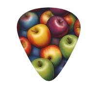 Colorful fruit printed guitar picks, 12-piece set with thin, medium, and thick styles, comes with a storage case