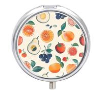 Colorful Fruits Pill Case Box with 3 Compartment Medicine Vitamin Organizer for Purse Pocket 5x5cm