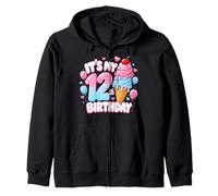 Colorful Fun 12th Birthday Celebration Ice Cream Zip Hoodie