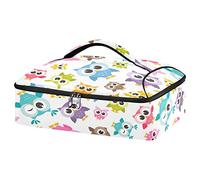 Colorful Funny Owls Seamless Reusable Insulated Pizza Bag, Waterproof Food Delivery Bag, with Handle Lid Leakproof Pizza Holder Tote for Hot or Cold Food
