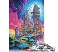 Colorful Galaxy City Jigsaw Puzzle 500 Piece Jigsaw Puzzles For Adults Teenager Wooden Puzzles Toy Game Explore Creativity And Problem Solving 500pcs (52x38cm)