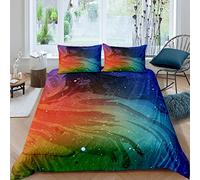Colorful Galaxy Marble Bedding Set for Kids Women Adults Single Size Glitter Star Starry Sky Nebula Duvet Cover Set Abstract Marble Art Comforter Cover Set 2 Piece Bedroom Decor Microfiber