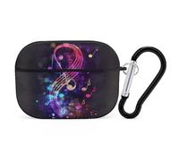 Colorful Galaxy Music Airpod Pro Case AirPods 2 Case for Women Hard Shell Protective Cover with Carabiner Keychain Compatible with AirPods Case 2nd 1st Generation, Front LED Visible Black