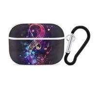 Colorful Galaxy Music AirPods Pro 2 Case Cover, Shockproof Hard Shell Protective Case for Women Men, Compatible with Airpod Pro Case 2nd/1st Generation with Keychain-White