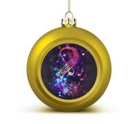 Colorful Galaxy Music Christmas Ball Ornaments 1.6 Inch Golden Shatterproof Plastic Decorative Hanging Ornaments Festive Baubles Decorations Xmas Ornament for Tree Holiday Party Home Decor