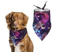 Colorful Galaxy Music Note Dog Bandana Cozy Soft Triangle Dog Scarf Washable Adjustable Pet Bib Cute Lightweight Breathable Pet Scarf for Small Medium Large Cat Dog Scarves