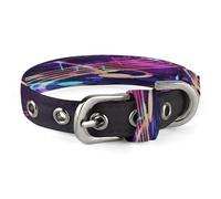 Colorful Galaxy Music Note Dog Collar Adjustable Pet Collar Stainless Steel D-Ring Collar Oxford Cloth Cat Collar Strap with Metal Buckle for Small Medium Dog