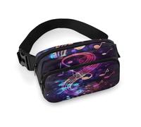 Colorful Galaxy Music Note Fanny Pack Large Bum Bag with Adjustable Strap Waist Pack Crossbody Bags Waist Bags with Zipper Belt Bag