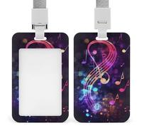 Colorful Galaxy Music Note Id Badge Holder,Name Tag Holder with Detachable Lanyard,Waterproof Design Id Card Holder for Office, Workplace