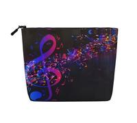 Colorful Galaxy Music Note Printed Fake Hemp Makeup Bag â€“ Travel Toiletry Organizer, Daily Storage, Business Trip Essential