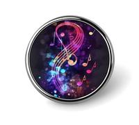Colorful Galaxy Music Note Round Badge Brooch Lightweight Lapel Tie Pins Unique Gifts Metal Brooch Badge For Hat Shirt Clothing Bags Decoration