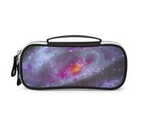 Colorful Galaxy Pencil Case with Handle, Large Capacity PU Leather Pencil Bag Office Organizer, Portable Cosmetic Bag for Travel, Home