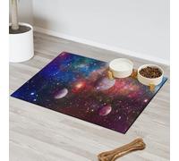 Colorful Galaxy Planets Pet Feeding Mat for Cat Dog Water Bowl Food Mats Cosmic Planets Pet Feeding Mats Absorbent Nti-Slip Contain Spills Protects Floors Placemat 40.6 x 60.9 cm