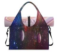Colorful Galaxy Planets Sports Duffle Bag with Shoe Compartment Cosmic Planets Weekend Overnight Bags Tote Cabin Luggage Bag for Gym Yoga Travel