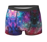 Colorful Galaxy Printing Men'S Boxer Briefs Stretch Material Moisture Wicking Underwear For Men S-2xl Fit Any Body Black