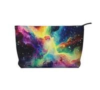 Colorful Galaxy Prints Corduroy Makeup Bag for Women Girls, Spacious Travel Cosmetic Organiser for Make-up, Toiletries & Essentials