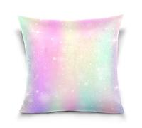 Colorful Galaxy Rainbow Universe Shiny Stars Sparkles Fantasy Gradient Cotton Velvet Throw Pillow, Soft Breathable Bed Pillows, Pillowcase Sham Cushion Covers Twin Sides for Car Couch Bed 16x16 inches