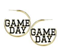 Colorful Game Day Dangle Drop Earrings Football Sports Game Day Round Big Hoop Earrings Sport Team Spirit Jewelry Outfits Accessories, Zinc, No Gemstone