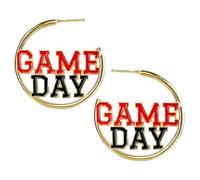 Colorful Game Day Dangle Drop Earrings Football Sports Game Day Round Big Hoop Earrings Sport Team Spirit Jewelry Outfits Accessories, Zinc, No Gemstone