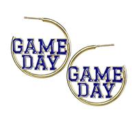 Colorful Game Day Hoop Earrings Football Game Day Letter Hoop Earrings Sport Balls Cheering Round Big Hoop Earrings Sport Team Spirits Fans Jewelry Accessories, Alloy Steel, No Gemstone
