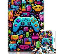 Colorful Gamepad Jigsaws 1000 Pieces for Adults,Challenging Game And Family Play with Fully Interlocking Randomly Shaped Pieces 38x26cm