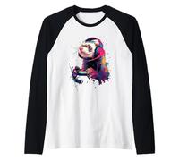 Colorful Gaming Ferret with Headset Console Gamer Raglan Baseball Tee