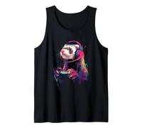 Colorful Gaming Ferret with Headset Console Gamer Tank Top