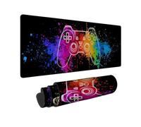 Colorful Gaming Mouse Pad with Vibrant Splash Design, Bright Rainbow Colors, Stitched Edge Non-Slip Mousepad for Home and Office Use, Ideal for Gaming and Work 16x36 Inch