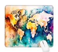 Colorful Gaming Mouse Pad, World Map Mouse Pad 420x350x3mm Mousepad Small Size Stitched Edge, Waterproof Non-Slip Mousemat Improves Accuracy and Speed, Desk Mat Laptop for Office Gaming and Home D-441